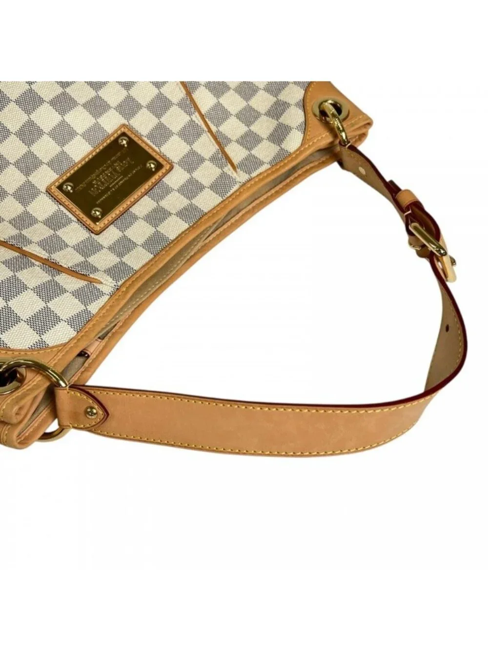 Louis Vuitton Shoulder Bag Galleria PM Damier Azur Canvas White Gold